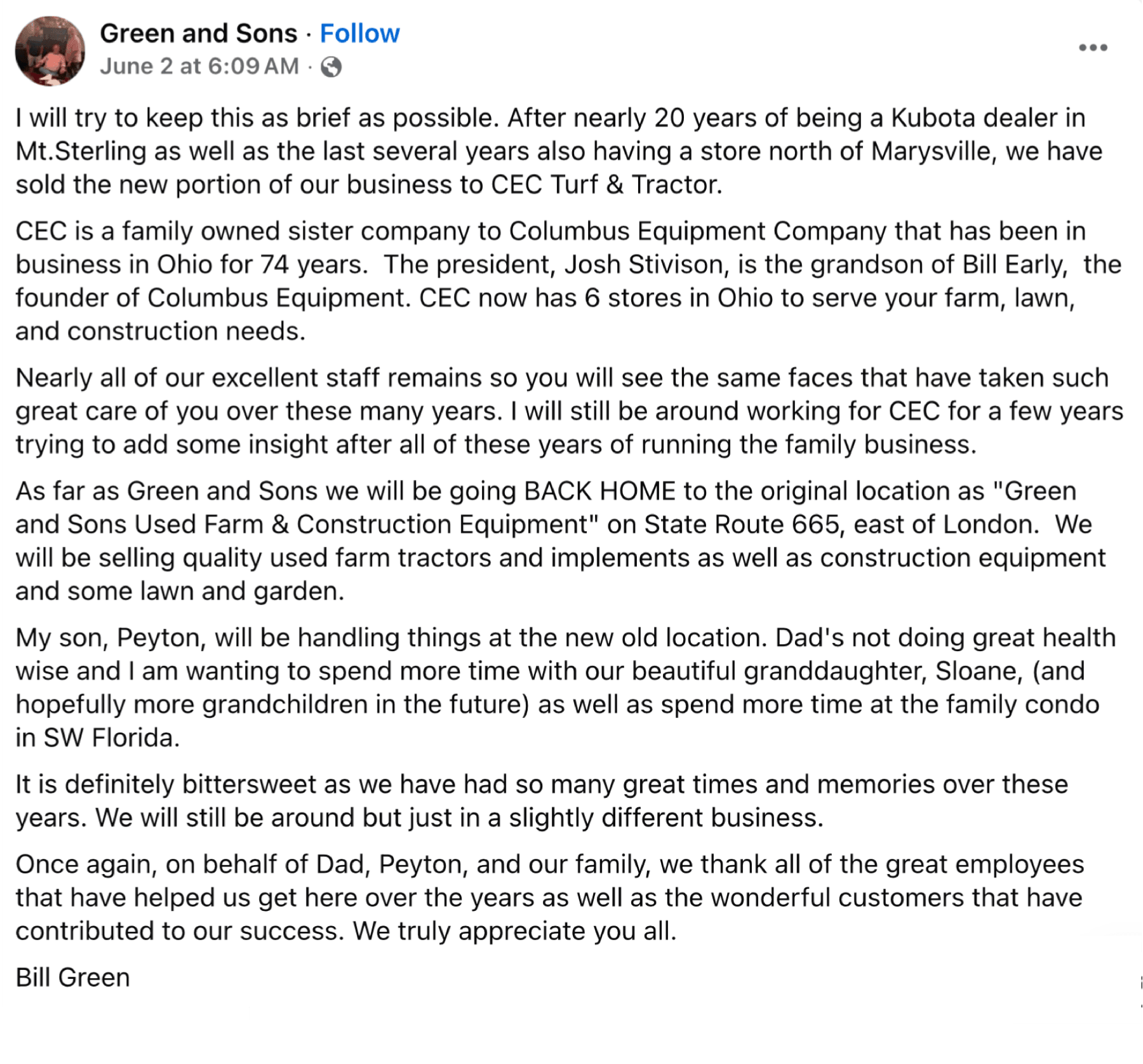 Message from Bill